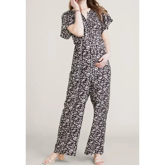 NWT HATCH The Regina Jumpsuit black white floral SZ0 bust42
